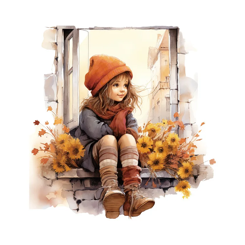 3D Girl Window Vinyl Child Wall Sticker for Baby Room Decor Wall Decor Furniture Sticker Adhesive Wallpaper Bedroom Accessories wall stickers window stickers