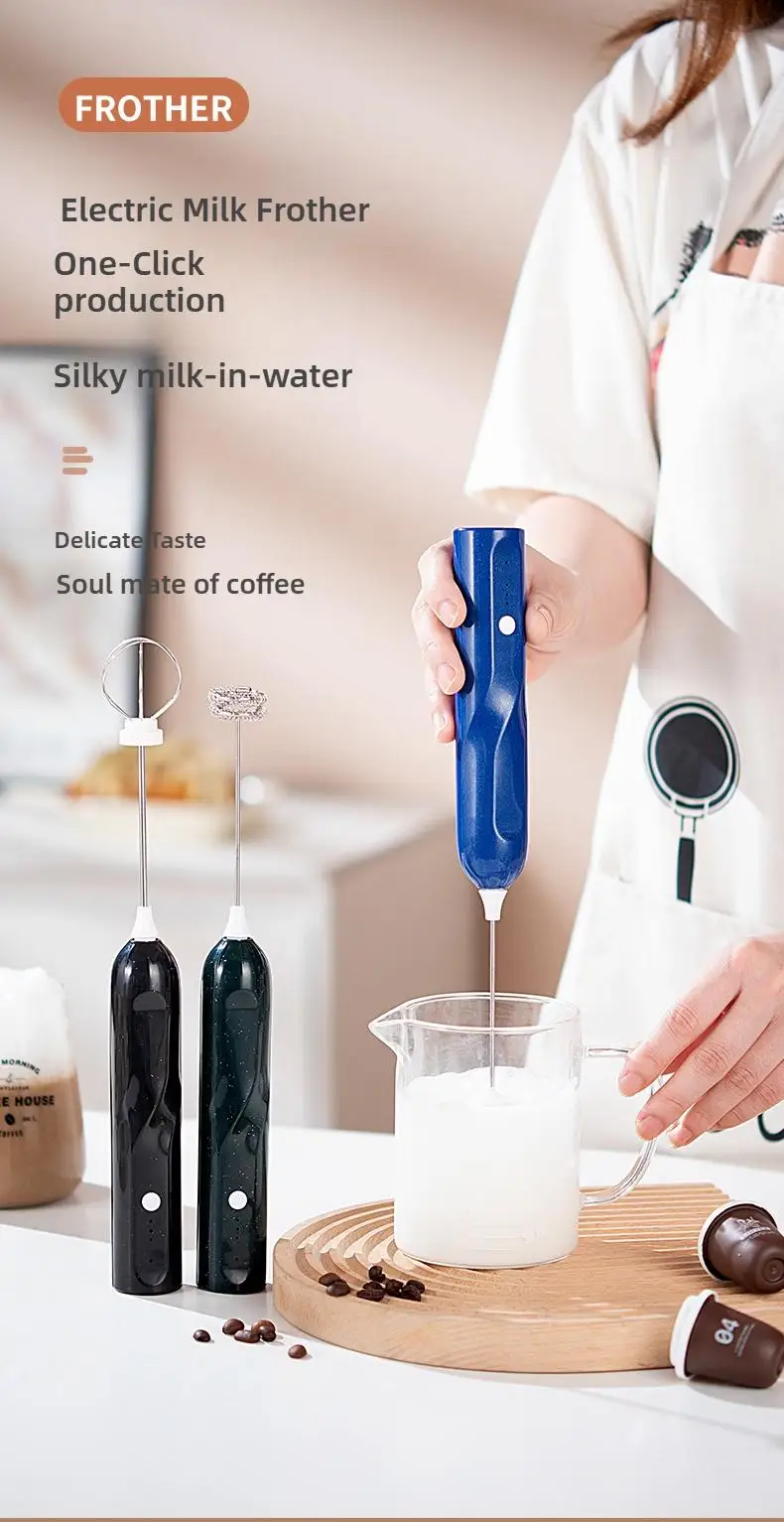 Description Picture 2 of itemPortable Rechargeable Electric Milk Frother Foam Maker Handheld Foamer High Speeds Whisk Cappuccino Mixer Coffee Wand whisk