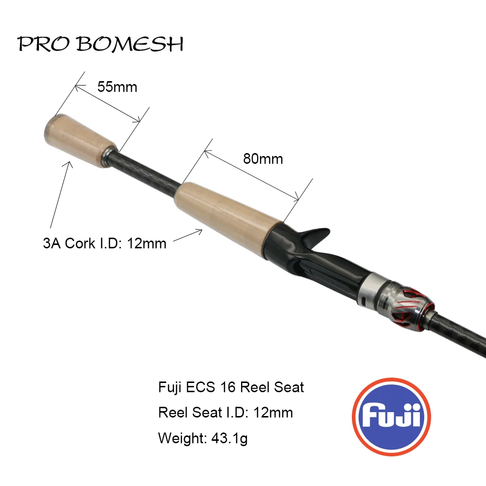Pro Bomesh 1 Set Fuji ECS Reel Seat 3A Cork Grip Casting Handle Kit DIY  Lure Fishing Rod Building Components Accessory