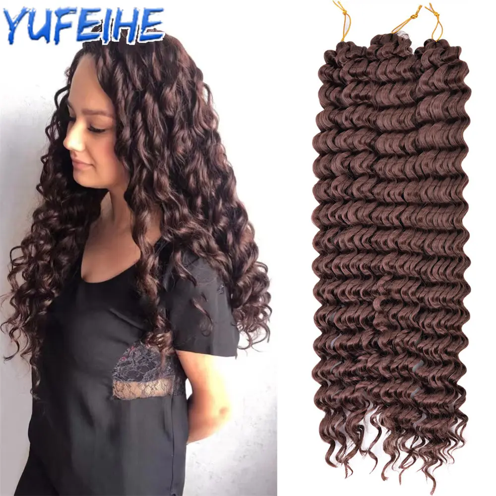 

22 Inch Synthetic Braiding Hair Deep Wave Crochet Hair Extensions for Women Water Wave Hairstyles Afro Curl Ombre Curly Blonde