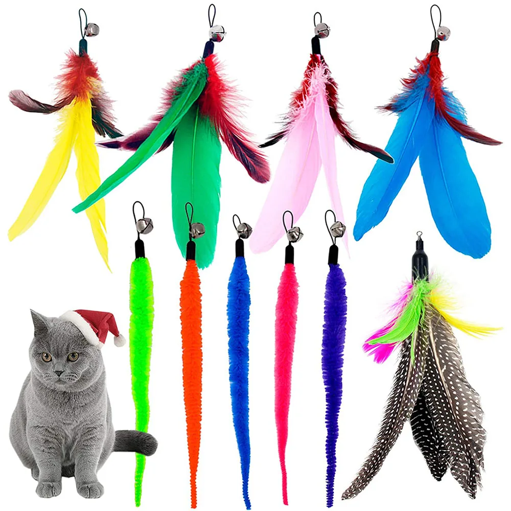 цена New 15 Options Replacement Cat Feather Toys,Natural Feather Refills for Indoor Cat Toys,Kitten Cat Having Fun Exercise Playing