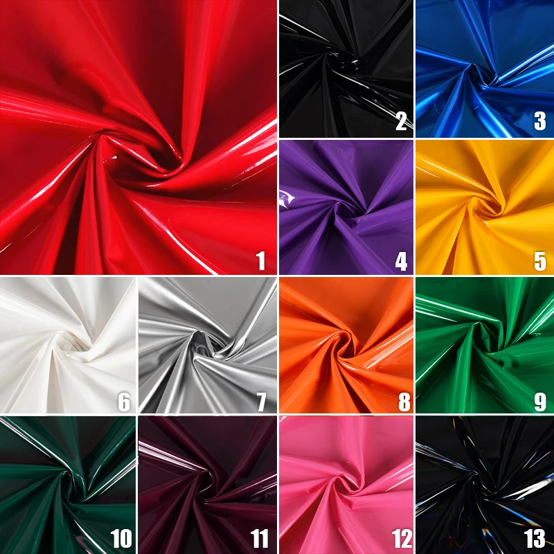 Mirror PU Leather Fabric Glossy Stretch Faux Leather PVC Material for DIY Sewin…