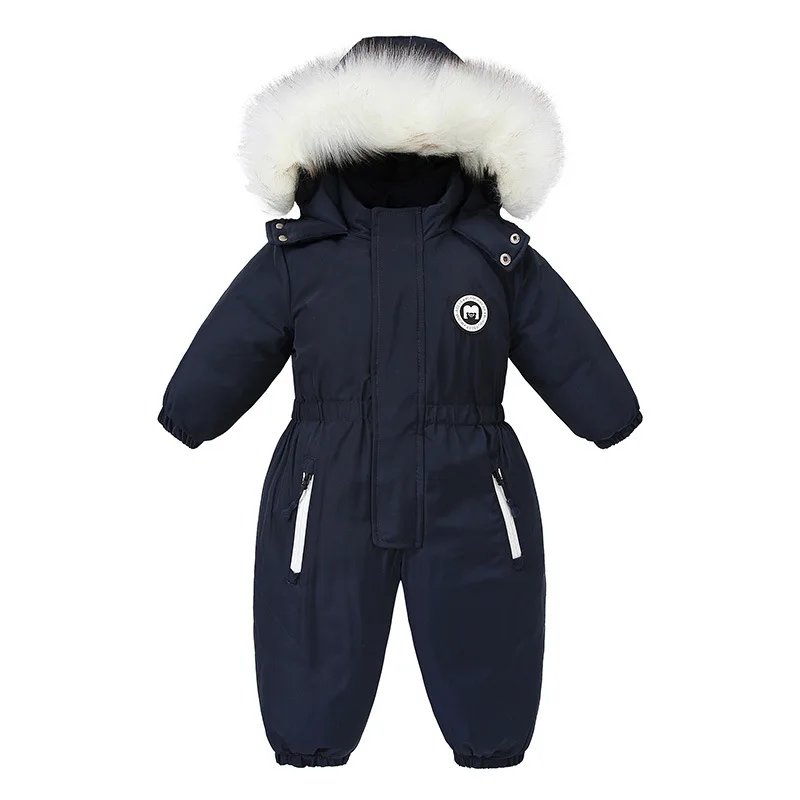 -30C 2022 Winter Baby Clothes Thicken Warm Snowsuits for Baby Girl Boy Hooded Jackets Waterproof Ski Suits Kids Coats Outerwear 2