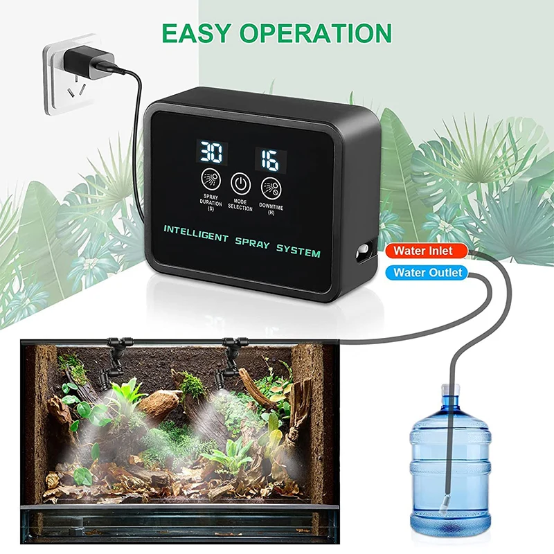 Intelligent Irrigatiesysteem Terrarium, Spuitmonden 360 ° Verstelbare Tijdsgerichte Mobiele Telefoon Afstandsbediening Venergerer Terrarium, voor Reptielenfabriek (veelkleurig