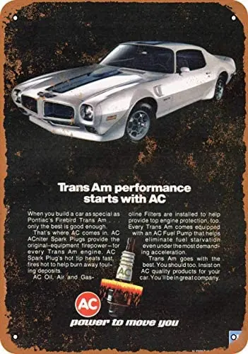 

Metal Vintage Tin Sign 1972 AC Spark Plugs Trans Am-Metal Tin Signs, Home Kitchen Wall Retro Poster Plaque Mural Bar Pub Coff