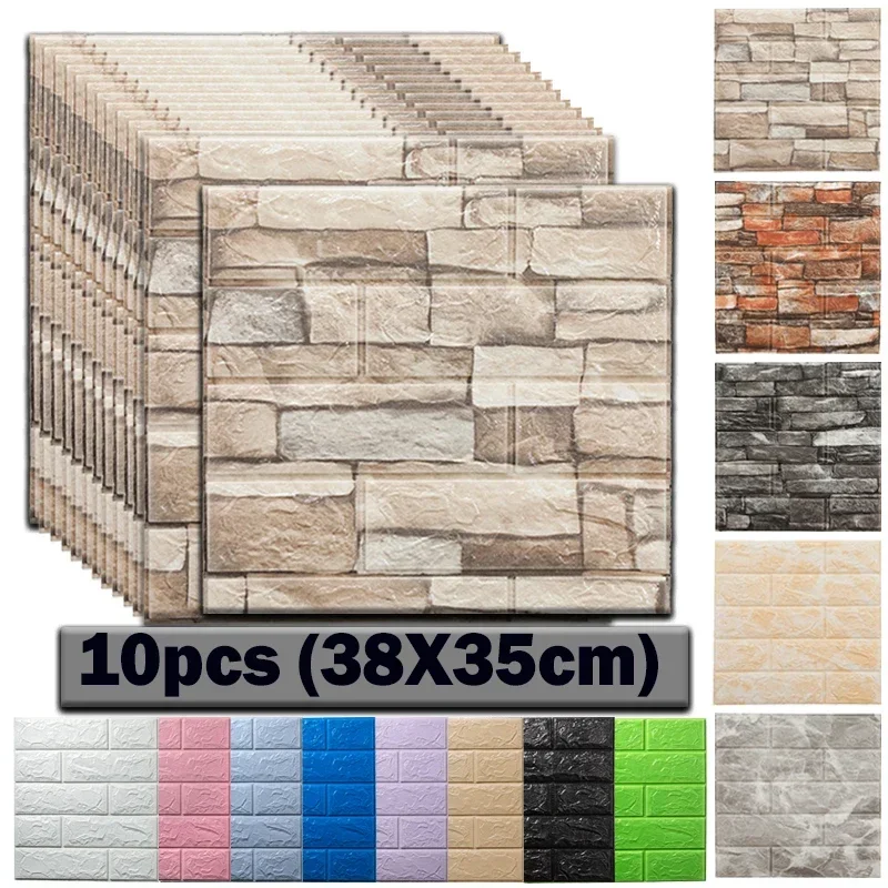 3D Foam Wall Stickers Self Adhesive Wallpaper Panel Home Decor Living Room Bedroom Bathroom Kitchen House Sticker