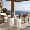 Outdoor Side Table, 18.9" Cement Outdoor End Tables for Patio, Garden Accent Table, Modern Small Round Side Table for Outside 1