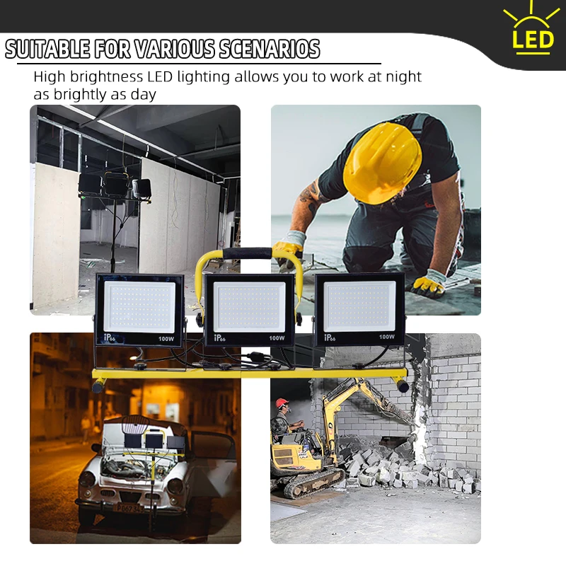 LED Work Light Work Light Portable Work Light Tripod Light Stand Portable Emergency Floodlight Waterproof Floodlight for Outdoor Camping Hiking Garage