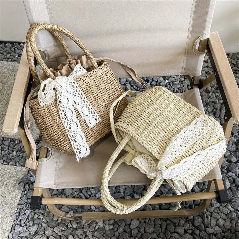Women Handbags Straw Rattan Woven Crossbody Bag Summer Bohemia Beach Tassel Design Basket Bag Fashion Shoulder Messenger Bag