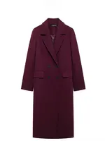 HH femmes mode bordeaux manteau Double boutonnage à manches longues revers mélanges veste automne hiver haute rue vêtements d'extérieur 5