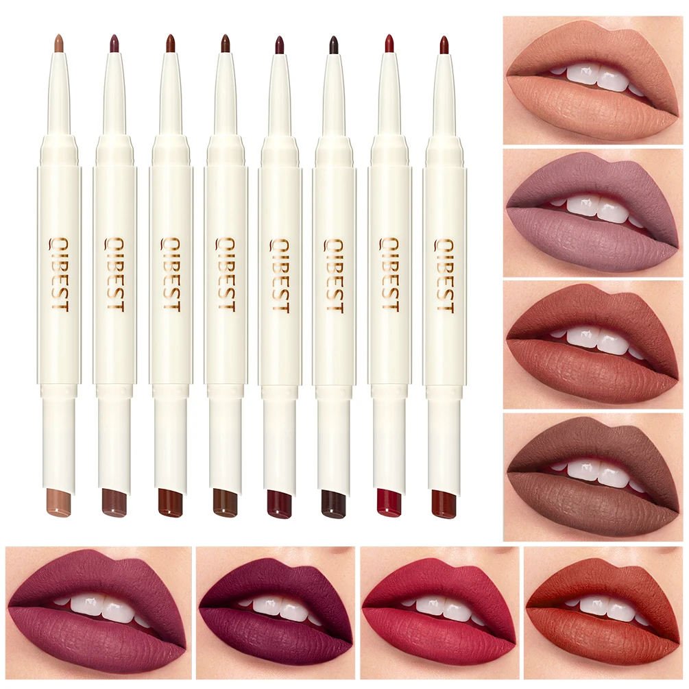8 Color 2 IN 1 Lip Liner Pencil Waterproof Matte Lipstick Makeup Set Long Lasting Moisture Cosmetic Velvet Sexy Red Lipstick Pen lip liner lip liner pencil lipliner pencil lipstick set lip liner set lip makeup set lipstick pencil