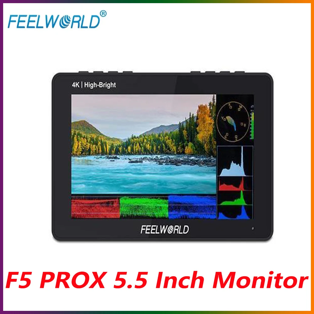 Feelworld F5 Prox 5.5 Pollici 1600Nit High Bright Touch Screen Dslr Camera Monitor Da Campo 4K If970 Installa E Kit Di Alimentazione