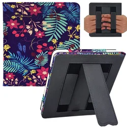 Premium Stand Case for 7 eReader - PU Leather Cover with Auto Sleep/Wake & Dual Hand Strap (Flower clusters)