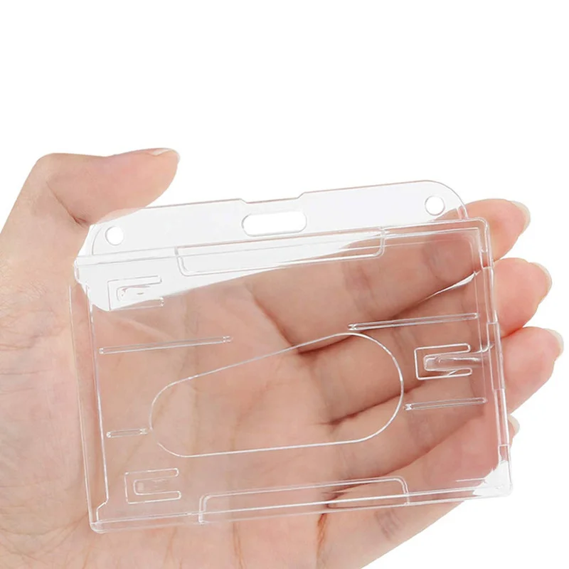 3 Pack Sliding ID Badge Holder Vertical Hard Plastic Case With Clear
