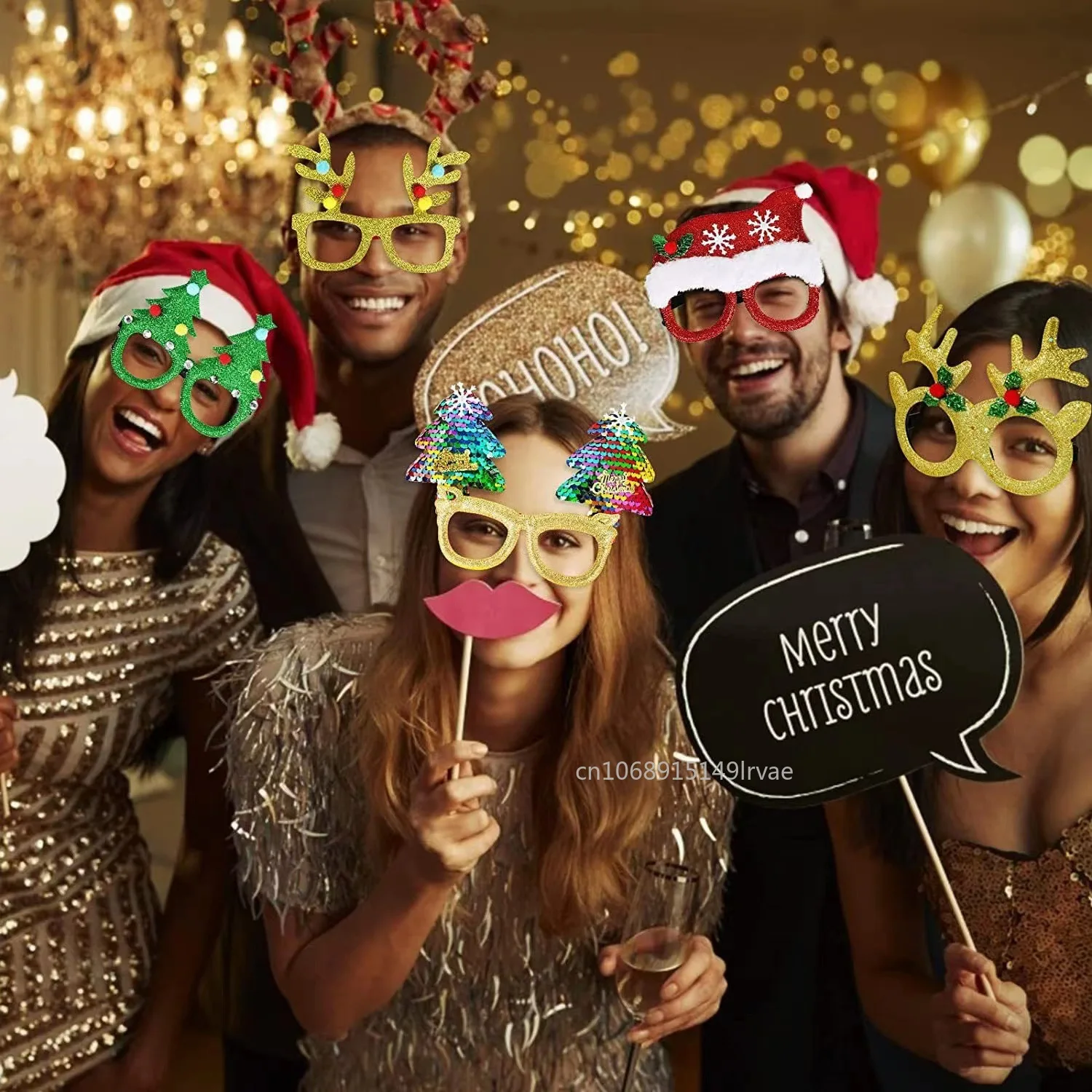 Christmas Glasses Frame Glitter Xmas Party Eyeglasses Christmas Costume Glasses Eyewear Party Favors Decorations for Kids