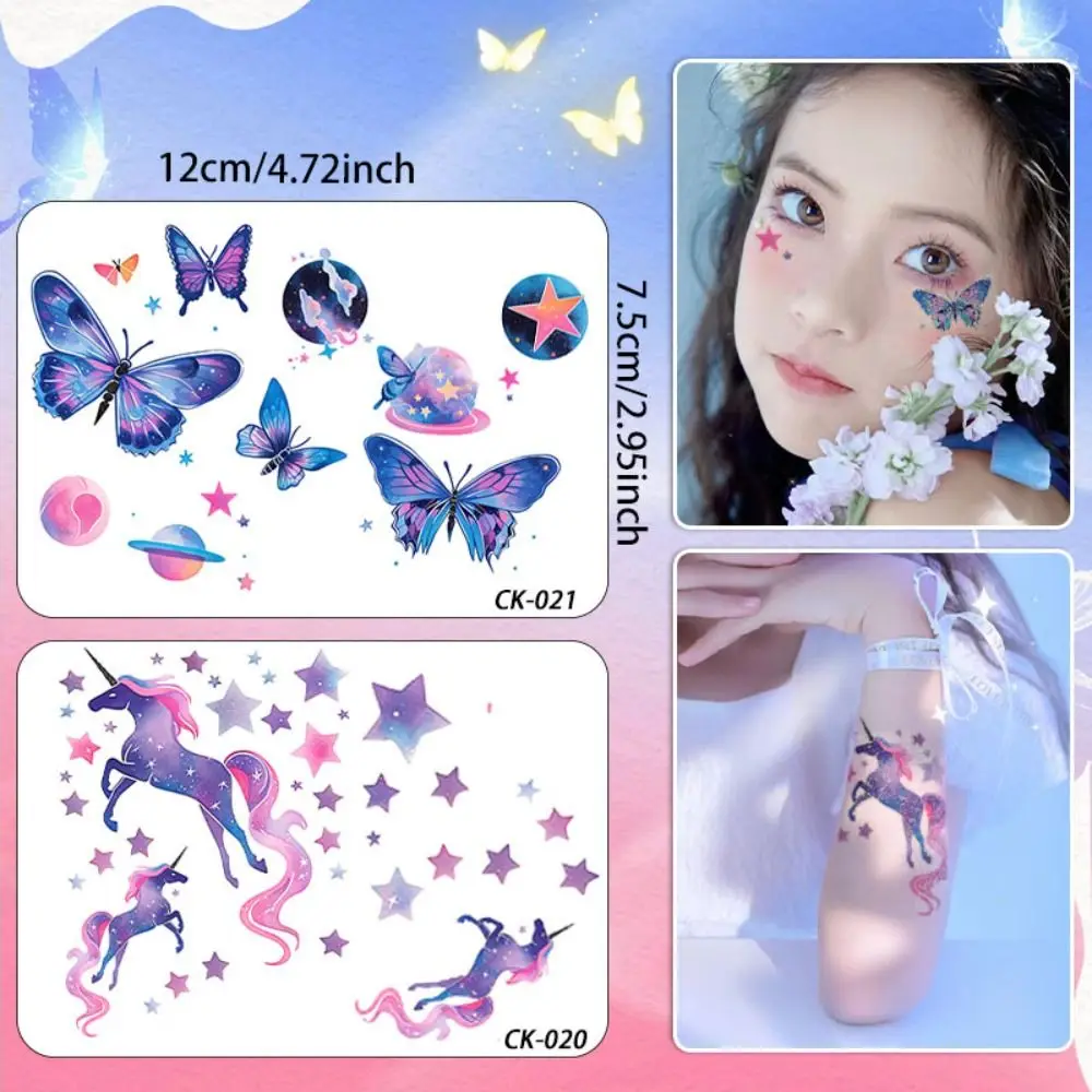 Disposable Butterfly Tattoo Sticker Waterproof Children Arm Sticker Shiny Cartoon Fake Tattoos Women temporary tattoos