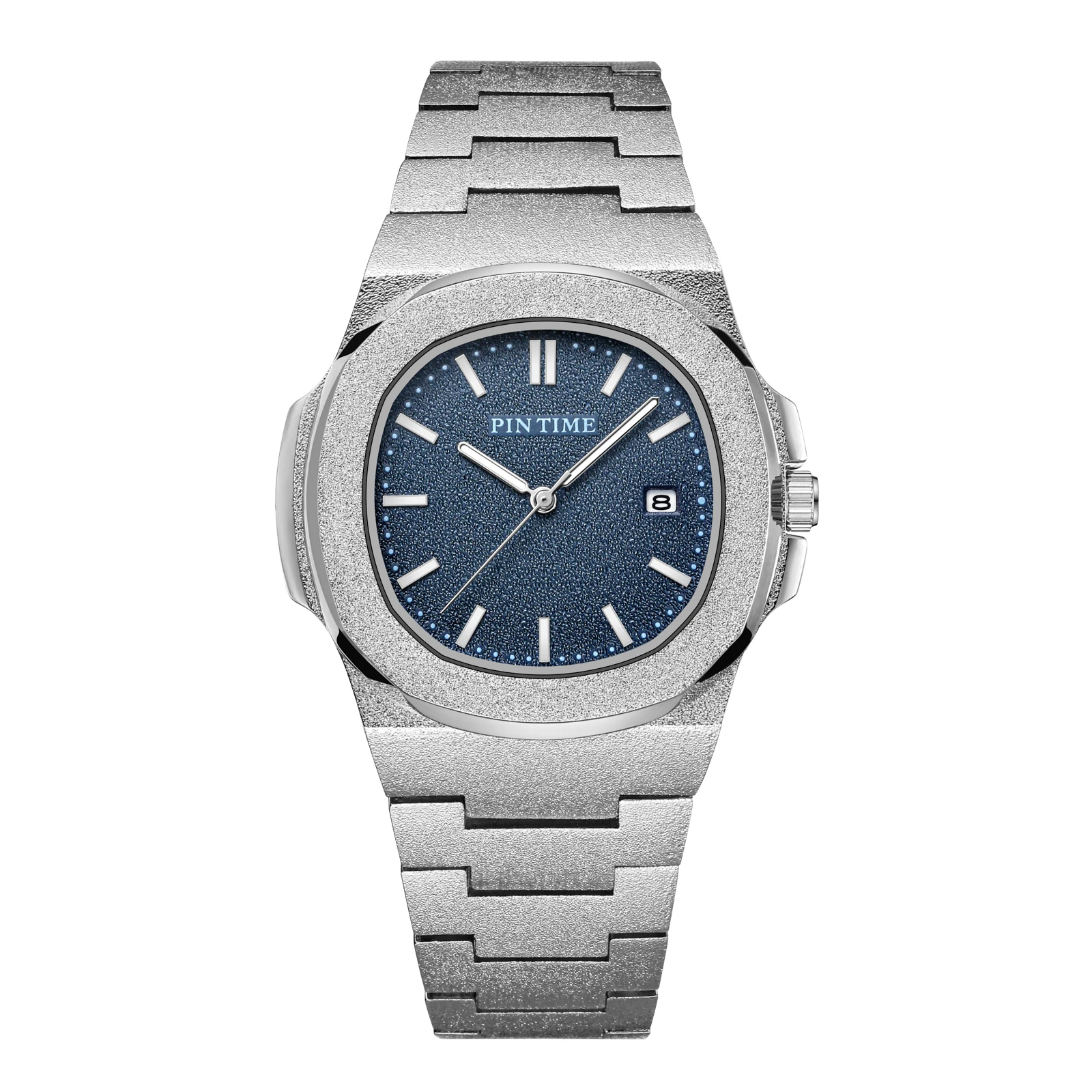 PINTIME Frosted Body Quartz Watch Men Luxury Hip Hop Black Gold 