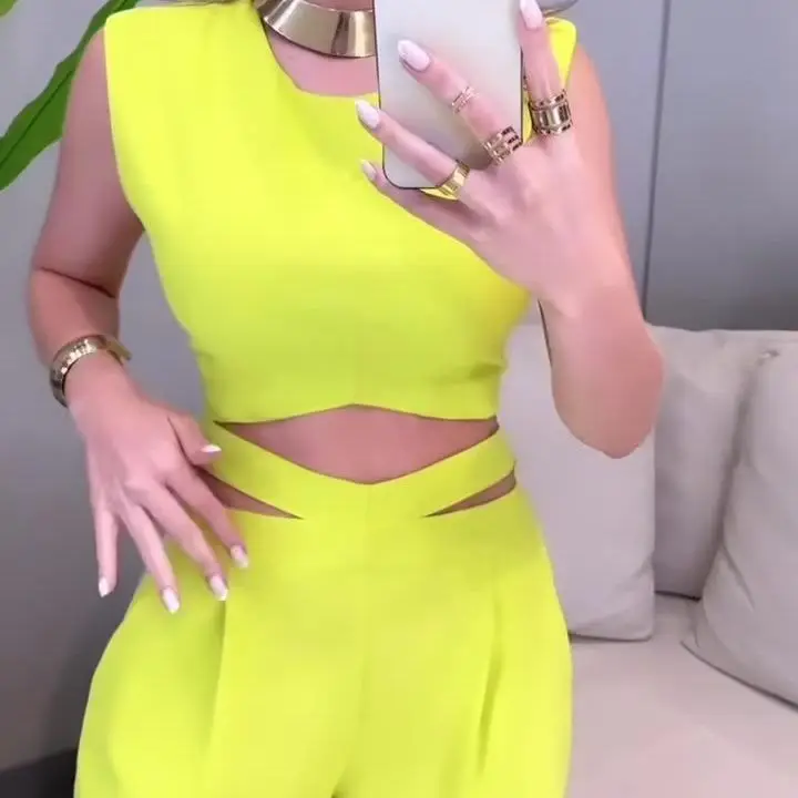Elegant Women's Pants Set Summer 2024 Fashion Sleeveless Top Y2k Backless Slim and Sexy Trousers Suits for Female Streetwear