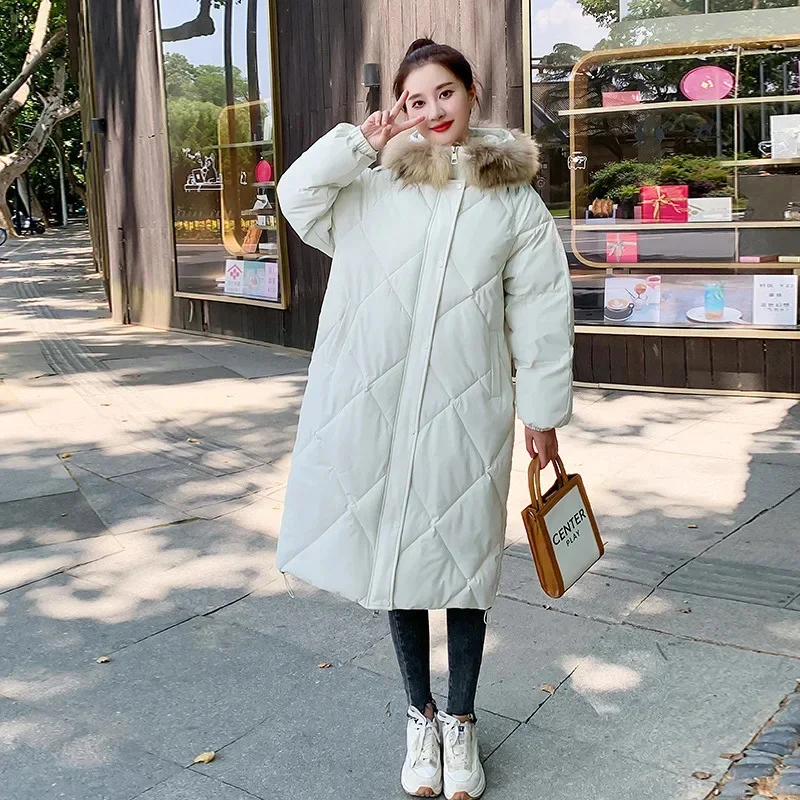 

Long Parkas Coat Women Autumn Winter 2024 Korea Fashion Fur Hooded Puffer Jacket Casual Thick Warm Outerwear