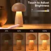 INS LED Night Light With Touch Switch Wooden Cute Mushroom Bedside Table Lamp For Bedroom Childrens Room Sleeping Night Lamps 2