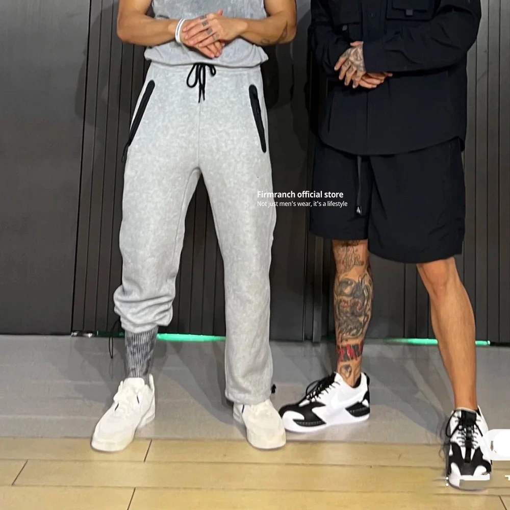

Новинка 2024, Классические Серые Хлопковые двусторонние спортивные штаны firmранчо для мужчин и женщин, черные спортивные штаны с эластичным поясом
