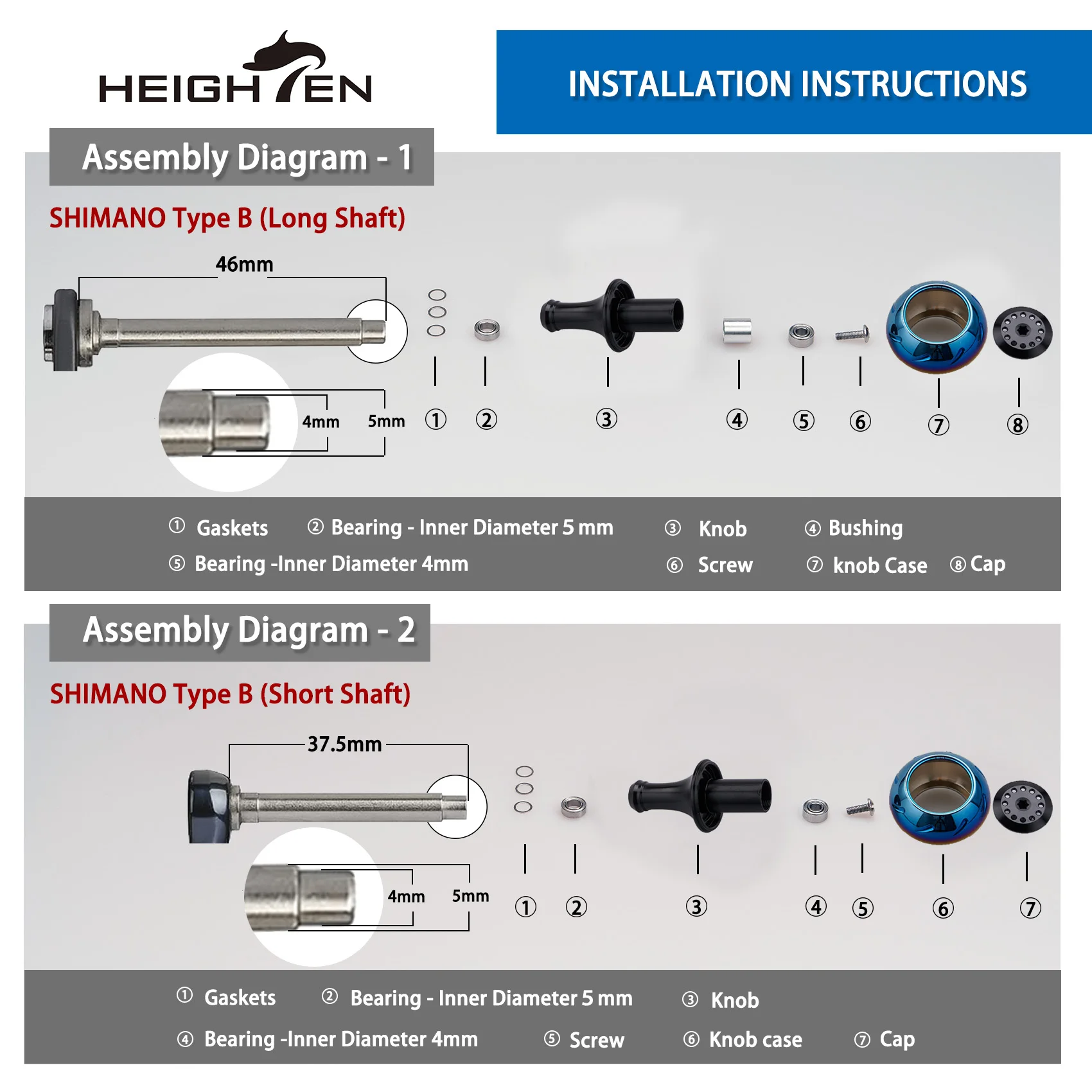 HEIGHTEN Poignée électrique pour moulinet Shimano Stradic SW, 45mm, 32g, Twinpower SW Ultegra 5000-8000