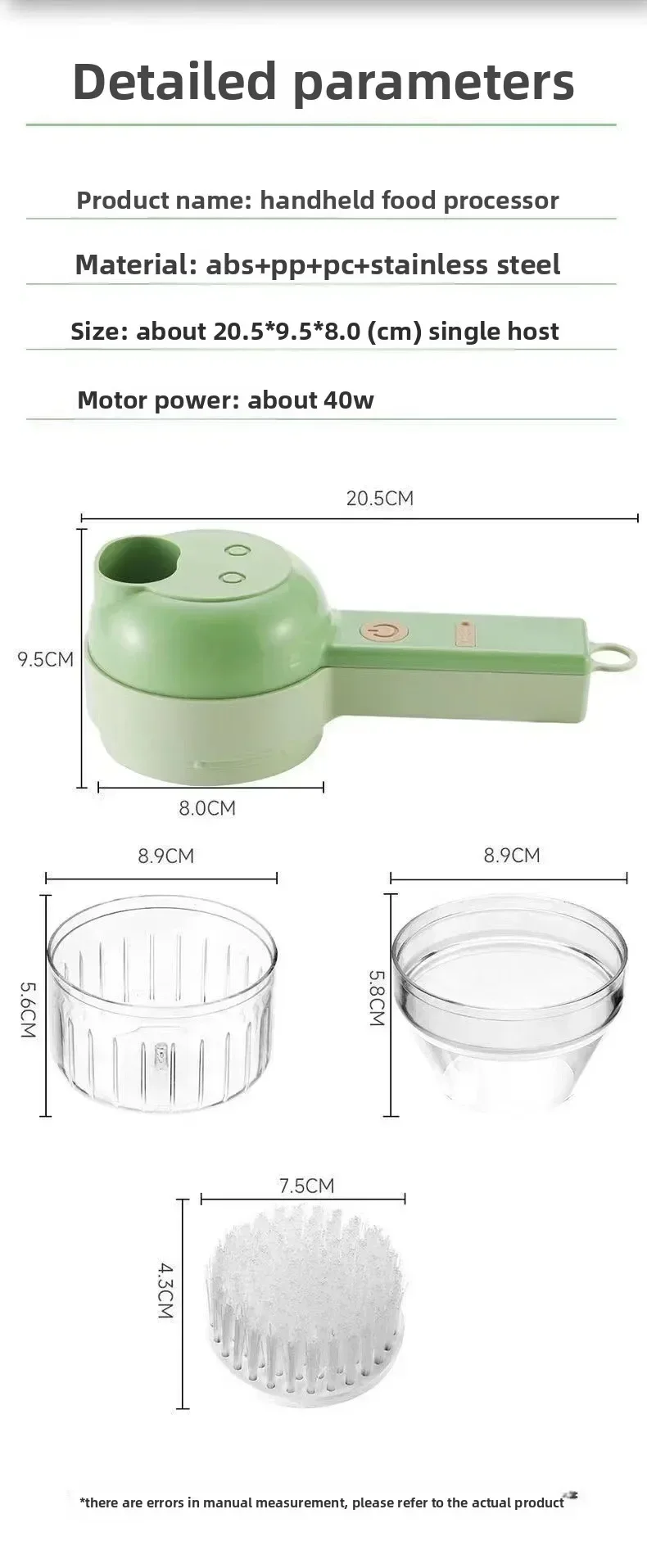 Description Picture 6 of item4In1 Electric Vegetable Cutter Set Handheld Wireless Electric Garlic Masher Food Chopper Meat Grinder Machine Food Peel Slice