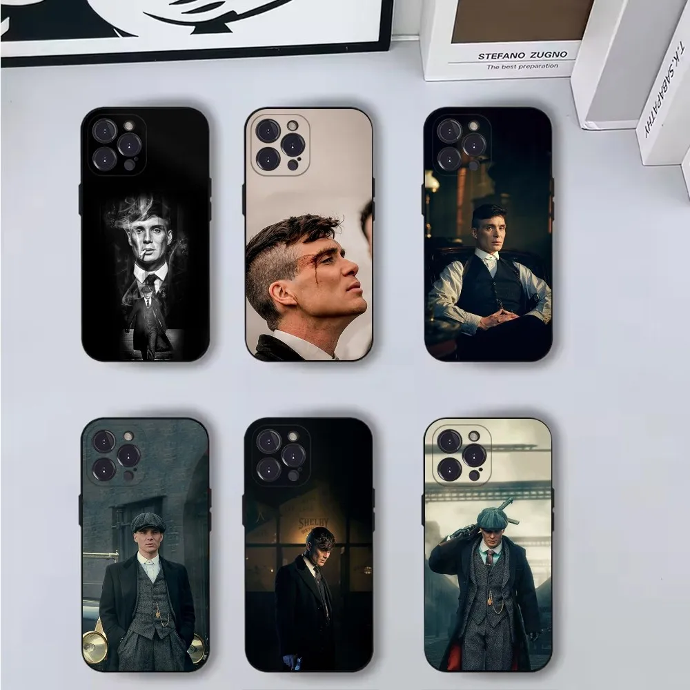 coque de téléphone film p peaky b linders, pour iphone 16,15,14,13,12,11,pro,x,xs,max,xr,plus,mini, coque noire souple
