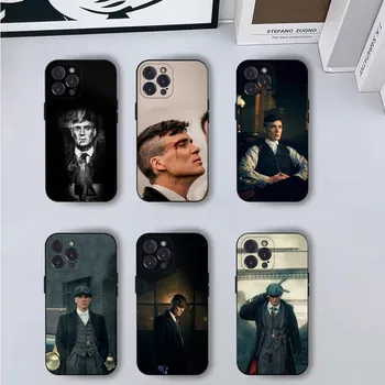 Coque de téléphone film p-peaky b-linders, pour iPhone 16,15,14,13,12,11,Pro,X,XS,Max,XR,Plus,Mini, coque noire souple
