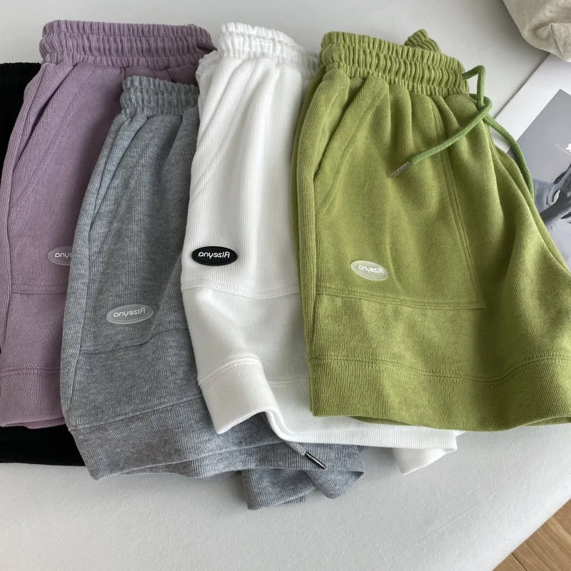 Women's comfortable loose wide-legged drawstring A pants Slim Waist Slim fit casual home versatile sports shorts 1