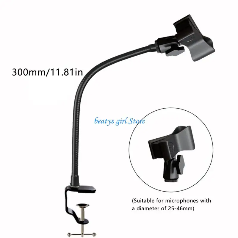 C7AB 360 데스크 마이크용 유연한 마이크 스탠드 구즈넥 튜브 클립 마운트 25-46mm
