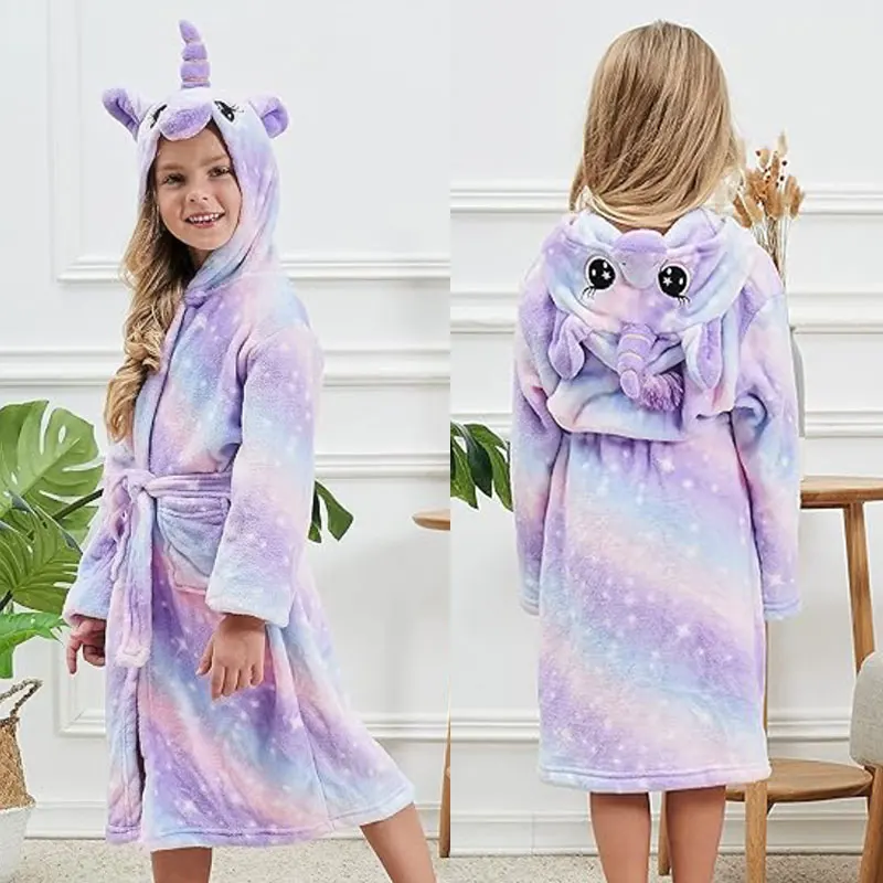 Kids Bathrobe For Girls Boys Cartoon Night Robe Kids Pajamas For Baby 1-8 Years