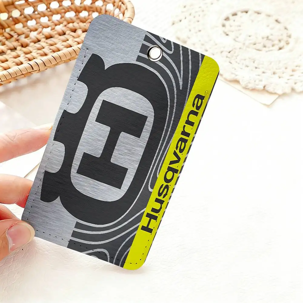 H-Husqvarna Logo Rectangle Keychain Card Holder, Badge Credit Card Holder, Student ID Card Holder, Bus Cards Cover