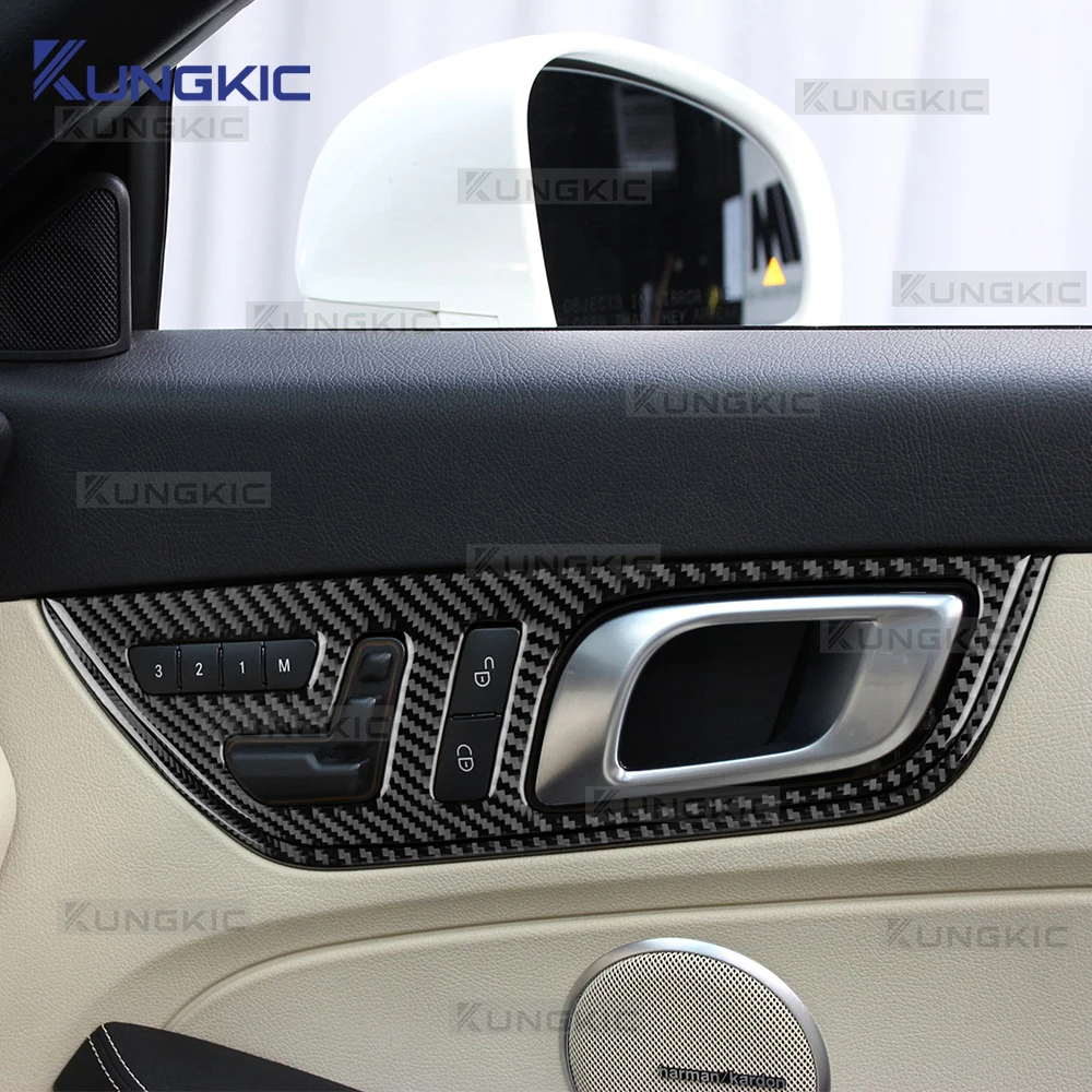 메르세데스 벤츠 SLK R172 2011, 2012, 2013, 2014, 2015, 2016, 2017, 2018, 2019, 2020 차량 내부 도어 핸들 프레임 스티커용 리얼 소프트 카본 파이버