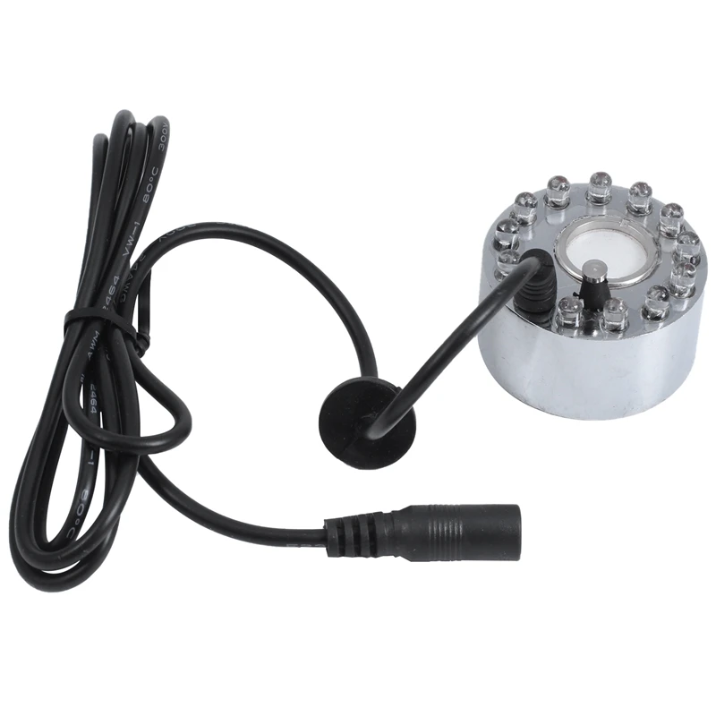 

24V Color Changing Ultrasonic Mist Maker Fogger Water Fountain Pond Atomizer Air Humidifier 12 LED With Adapter