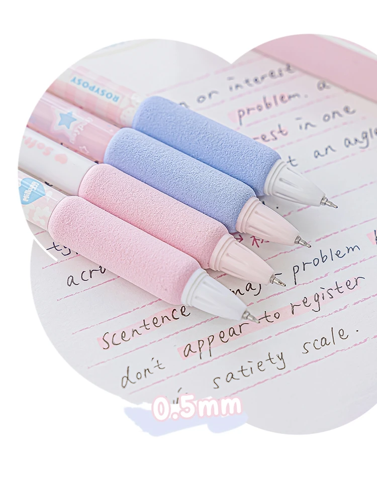 4 stücke weiche Chiffon Gel Stift Set cremerosa Minze Design 0,5mm Kugelschreiber schwarze Farbe Tinte zum Schreiben a7435 – Detail 7