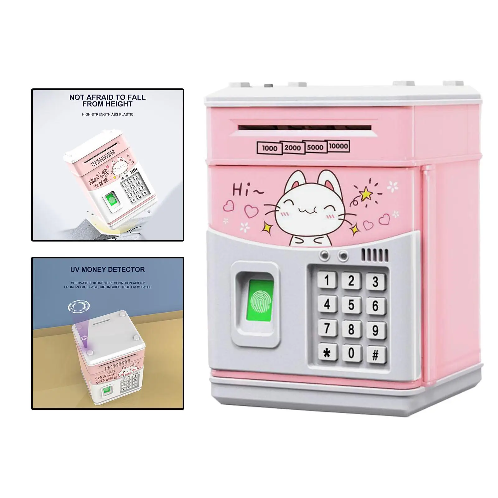 Electronic Piggy Bank ATM Simulated Fingerprint Cash Box Music Automatic Money Roll Atm Password Box MINI ATM Saving Gift