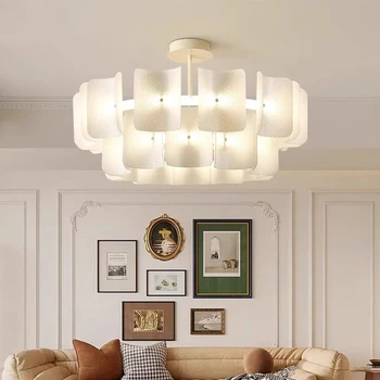 Soggiorno creativo Grande lampadario Minimalista Wabi Sabi Lampadario a LED per Villa Camera da letto Casa Lampada a sospensione nella hall bianca nordica