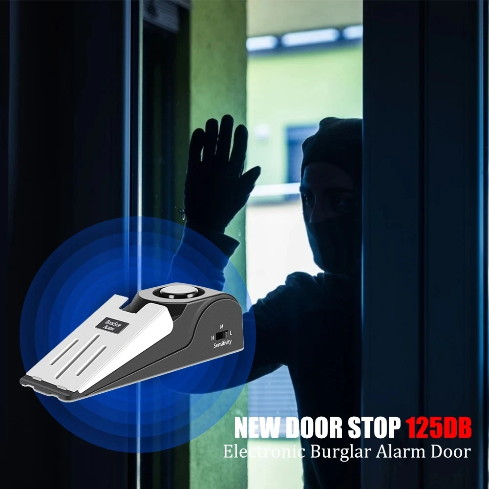 Door obstruction alarm, 120dB alarm, anti-theft alarm system for hotel, residential, and personal safety equipment