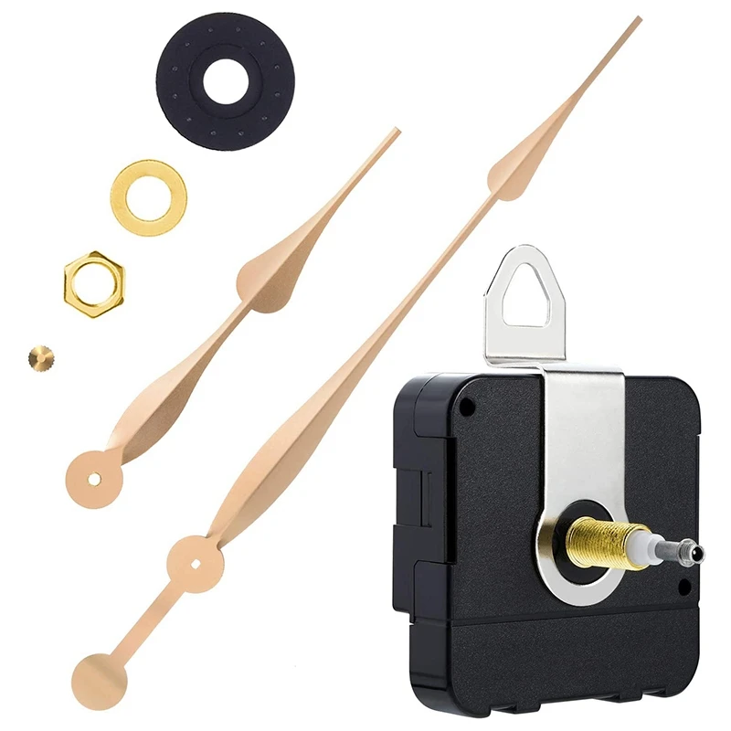 

High Torque Long Shaft Clock Movement Mechanism with 12 Inch Long Spade Hands (Gold)