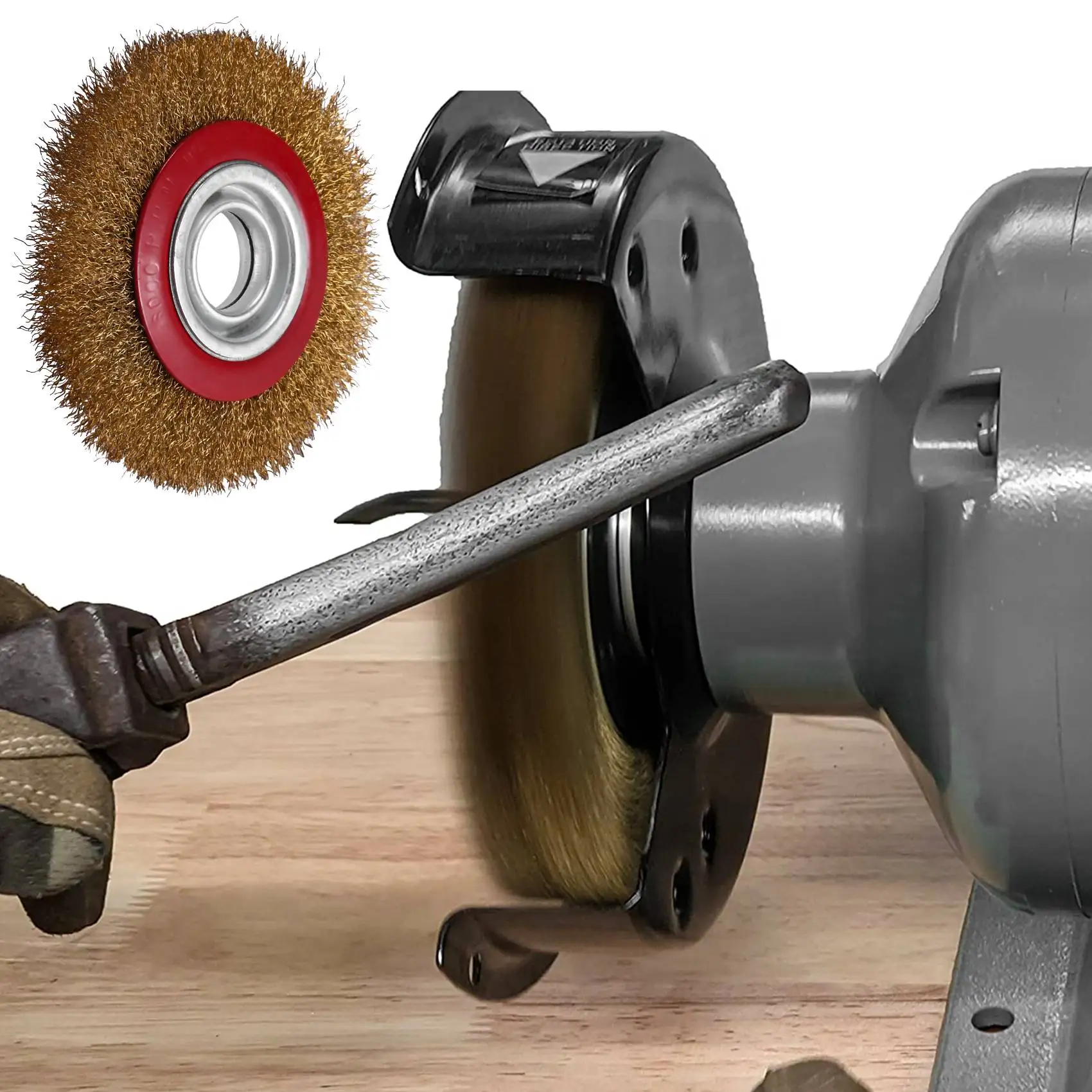 Wire Brush Wheel for Bench Grinder Polish + Reducers Adaptor Rings 6inch 150Mm