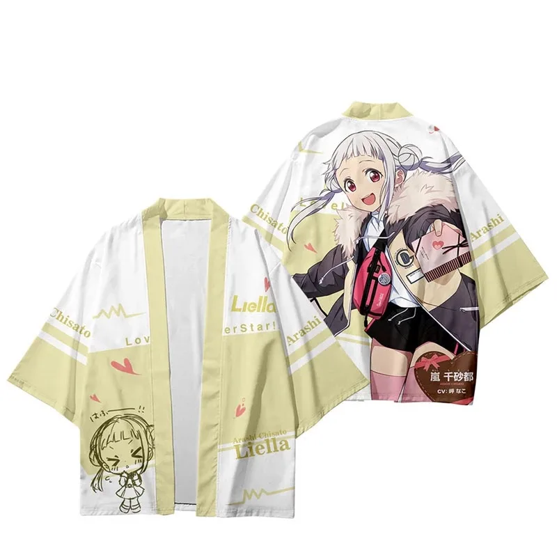 Anime LoveLive! Superstar!! Yukata Men Women Cardigan Loose Blouse Haori Obi Asian Clothes Harajuku Japanese Kimono Shirt