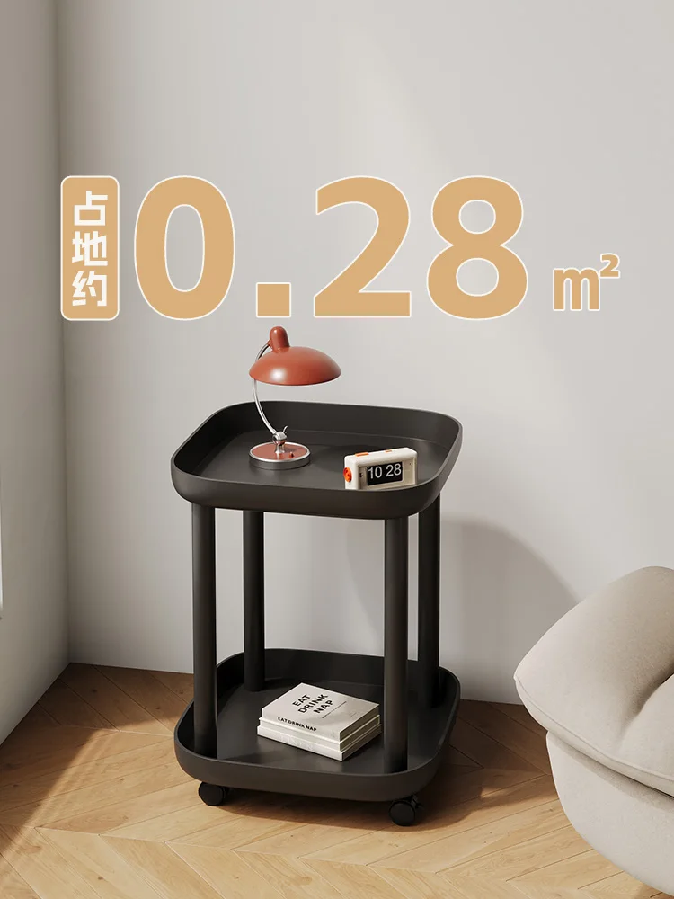 

A few sofas with mobile coffee tables, bedroom balcony, mini table, bedside shelves, modern simple small apartments