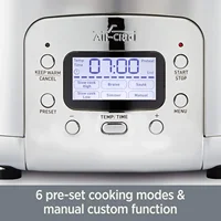 5 Quart 7-in-1 Electric Slow Cooker with Stainless Steel and Cast Iron, 1200W - Black Enamel Crock 2