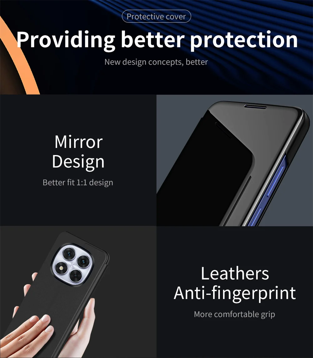 Premium Mirror Flip Leather Phone Case with Shockproof Kickstand Holder Cover