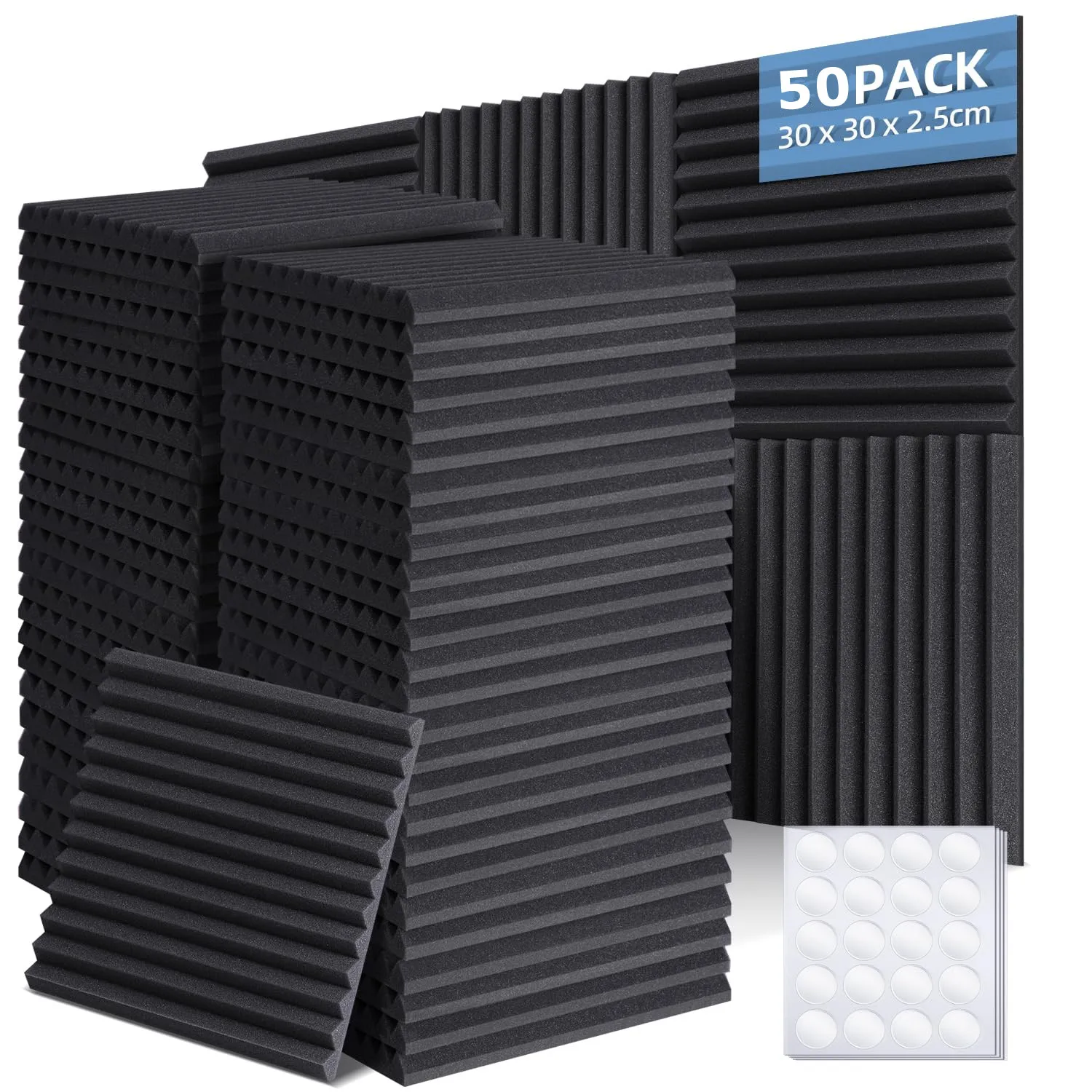 Make friend – panneaux d'isolation phonique en mousse pour Studio de musique, 12 24 48, 50 pièces, panneaux de traitement insonorisants en mousse acoustique avec bandes