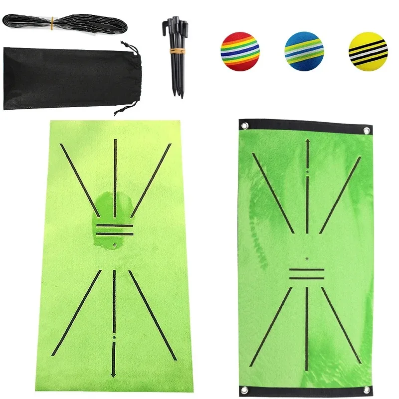 Tappetino Per Altalena Da Golf 4Mm 5Mm Che Colpisce La Direzione Della Battuta Traccia Indoor Home Golf Swing Training Pad Con 3 Pezzi Pratica Palla