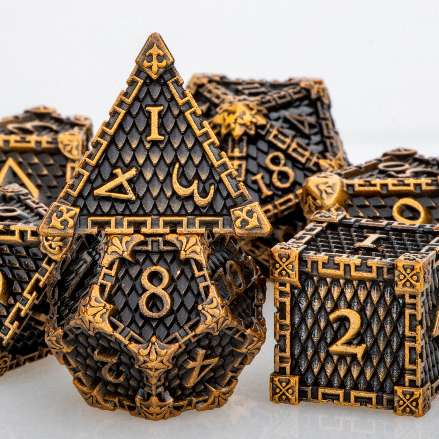 Dnd Blood Dripping D20 Dragon Scale RPG D6 Metal Polyhedral D and D Dungeon and Dragon Pathfinder Role Playing Game D+D Dice Set