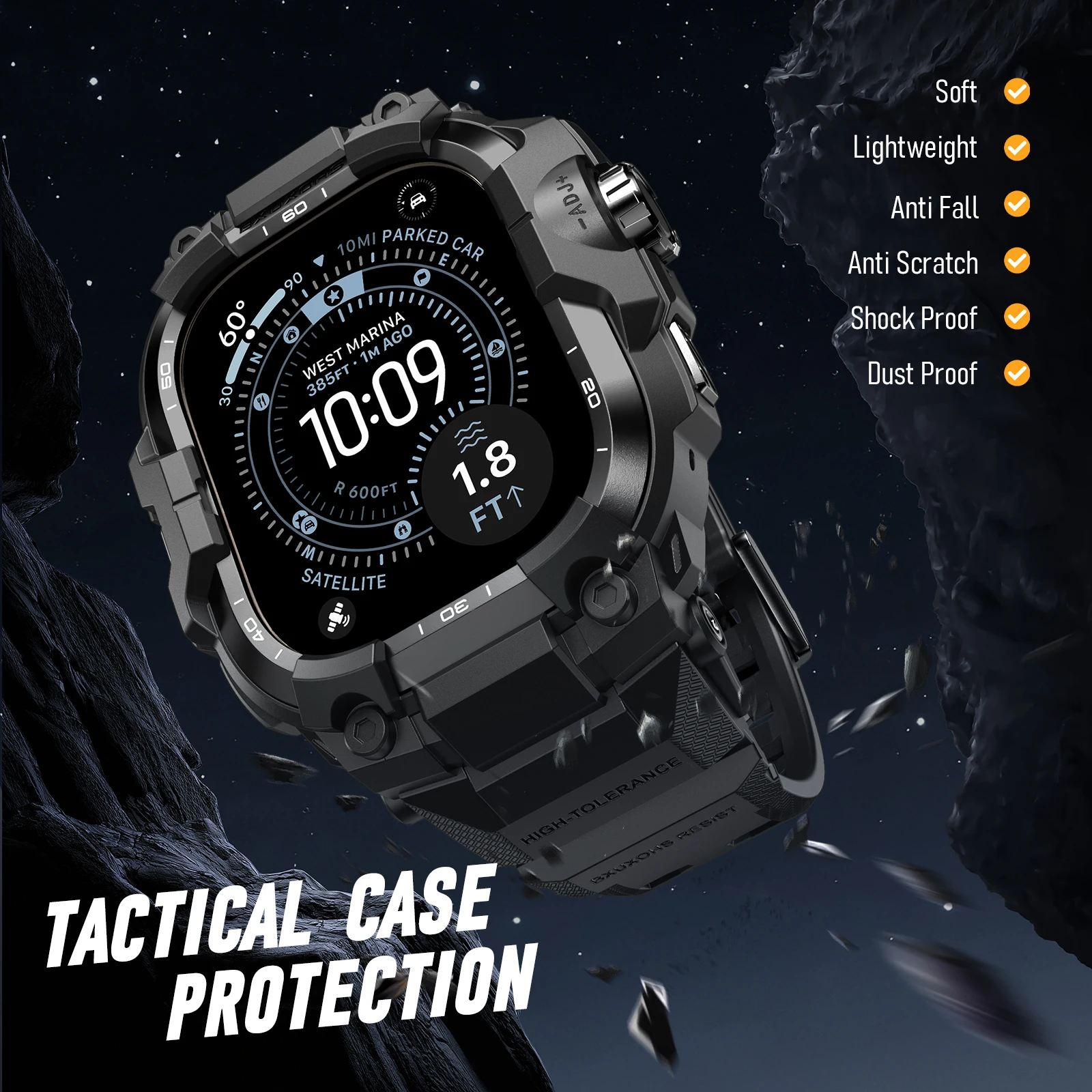 Enhanced Metal Case with Rubber Strap for Smartwatch Bands – Premium Silicone Bracelet