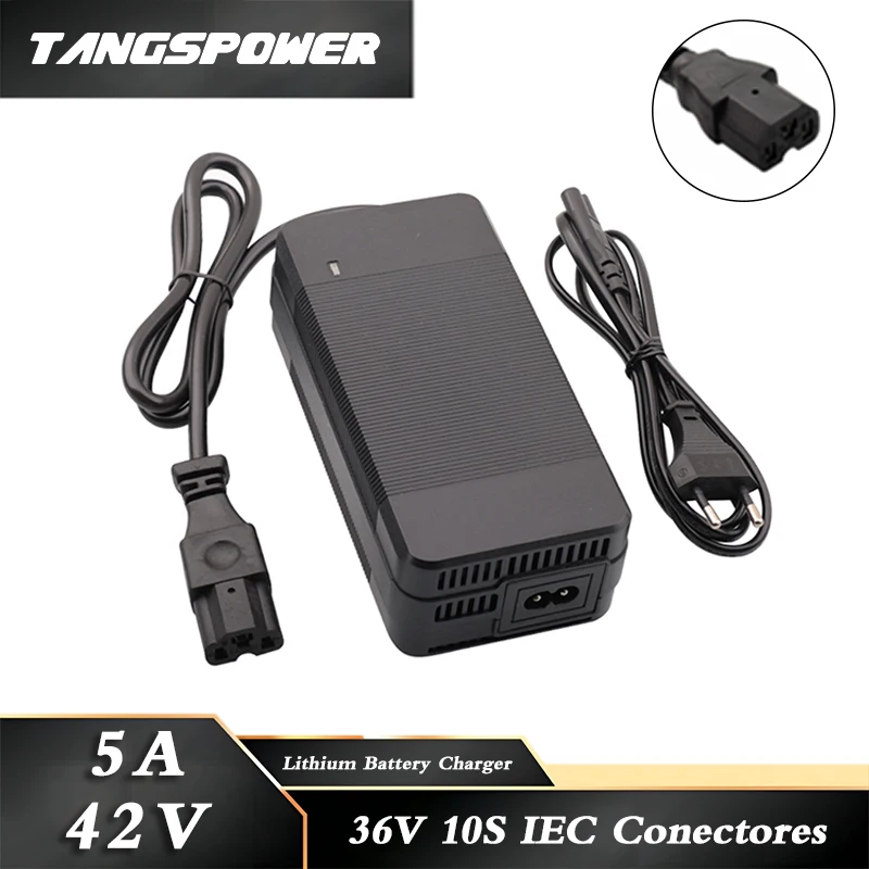 42V 5A Lithium Battery Charger For 36V 10S Li-ion Battery Pack Fast Charging IEC Connector With Cooling Fan Power Tool Charger